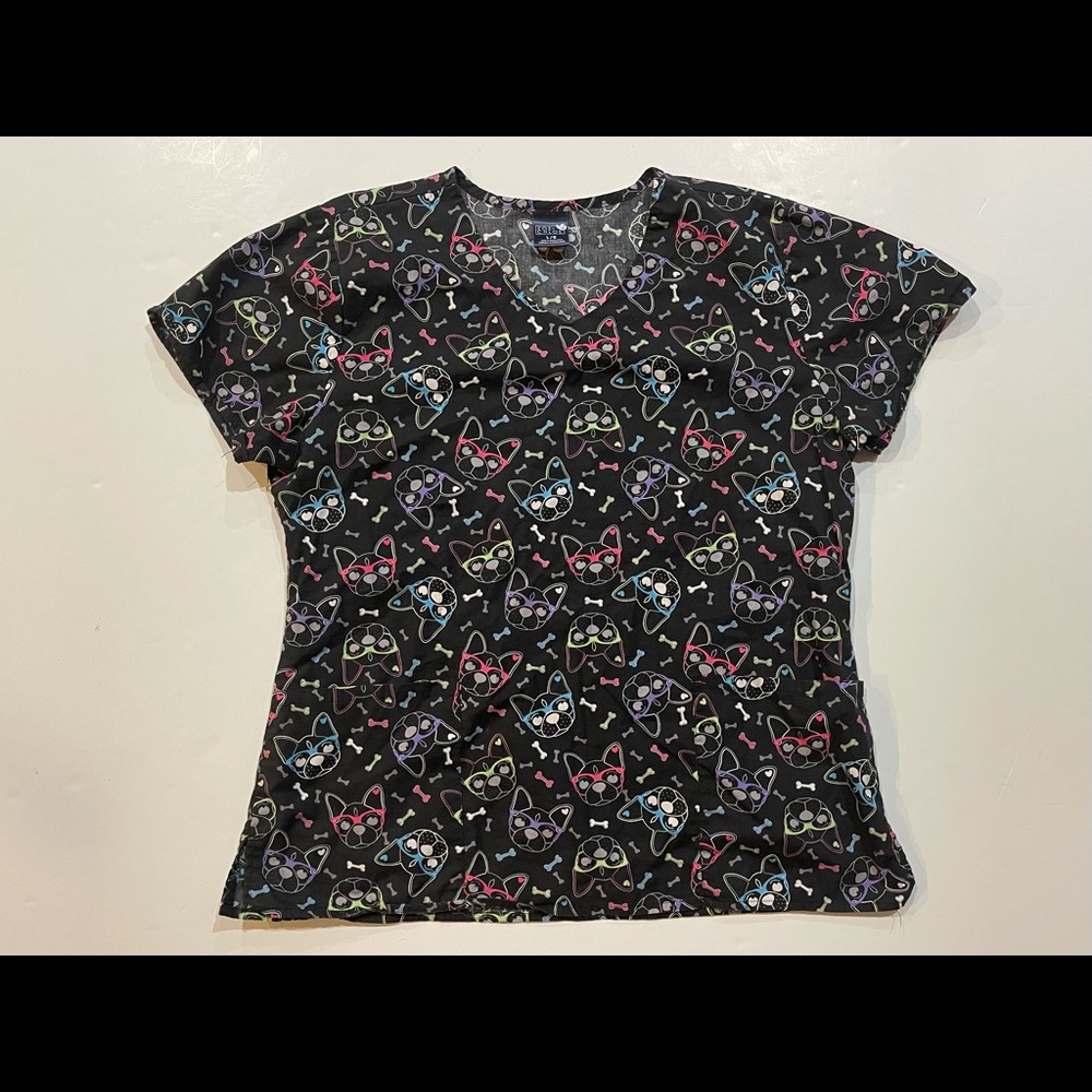 Zoe + Chloe unisex Bulldogs Neon Multicolor Scrub